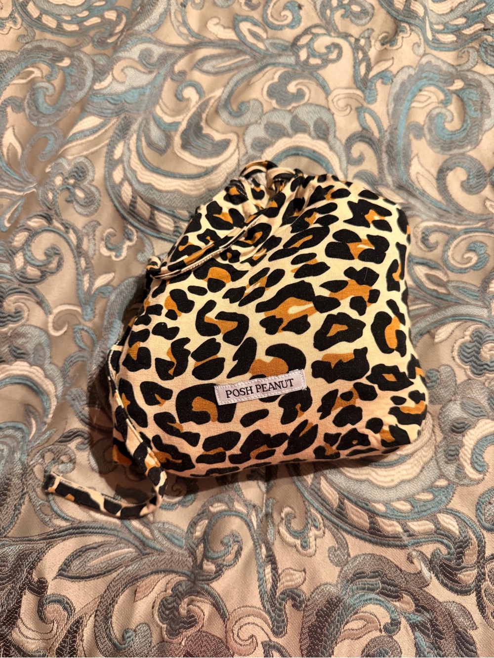 Posh Peanut Leopard Print fitted crib sheet Black and Golden Brown